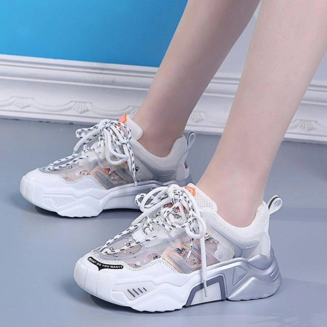 Best Mountain Biking Shoes Women Daddy Shoe Thick Bottom Round Toe Breathing Leisure Vulcanize Shoes-Jennyhome