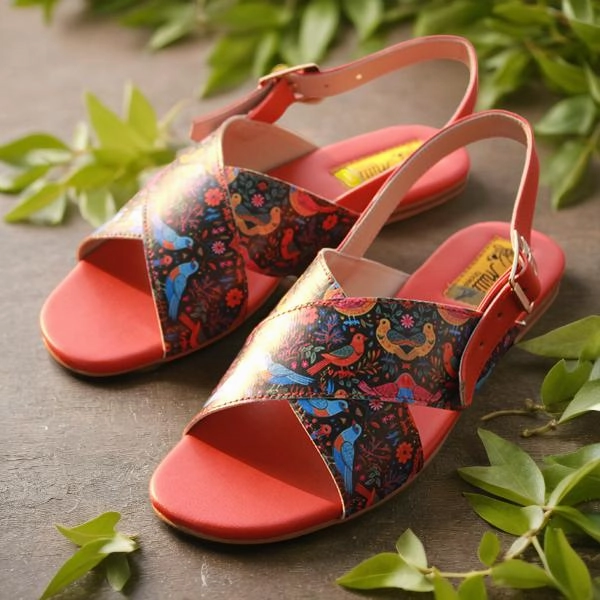 Women Graphic Kohati Flat Sandals Big Bow Flat Shoes