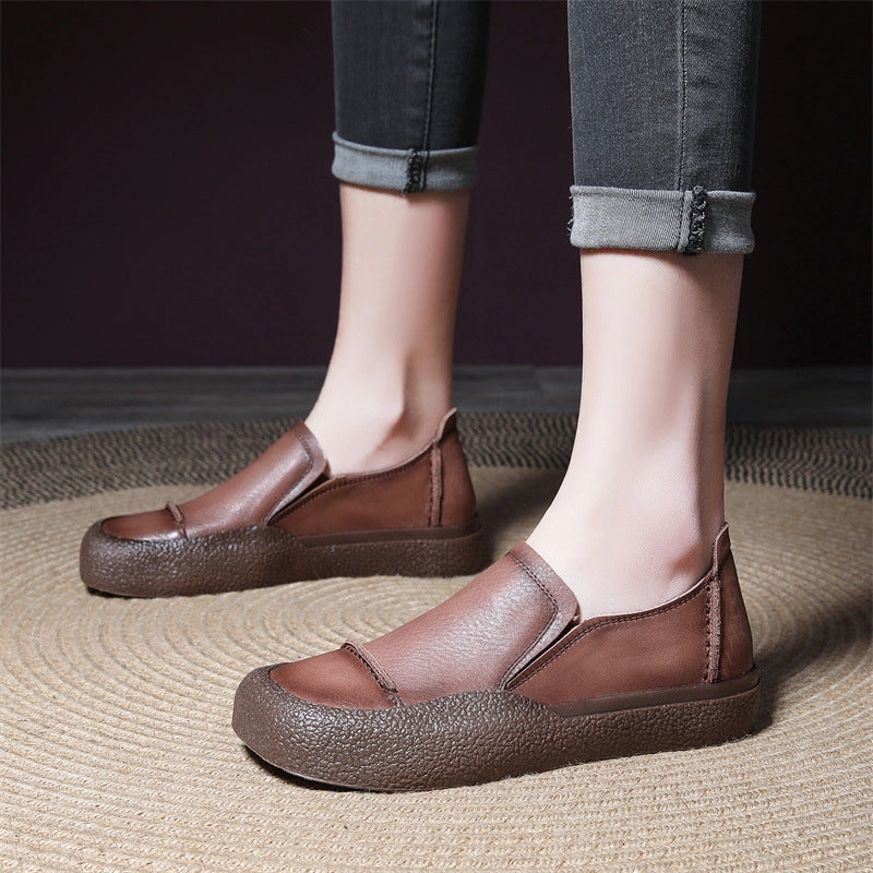 Casual Shoes At Macys Women Handmade Stitched Slip-On Leather Shoes