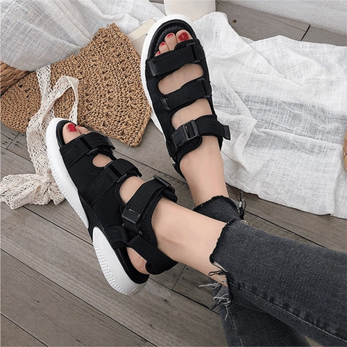 Women Leather Sandals Open Toe Flatform Judy Sandals