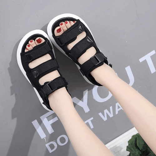 Women Leather Sandals Open Toe Flatform Sandals Bungalows
