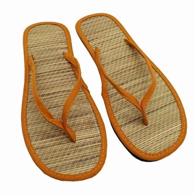 Women Non-slip Bamboo Rattan Flip Flops Non Squeaky Flip Flops