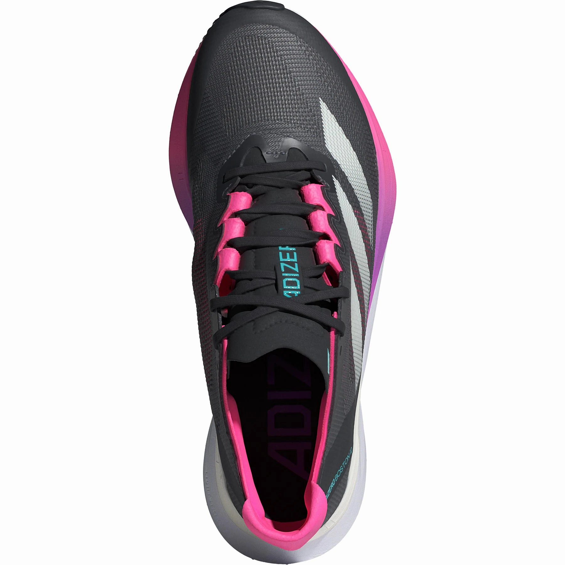 Women's Adizero Boston 12 Grey Five / Crystal Jade / Lucid Pink Adidas Shoe With Strap