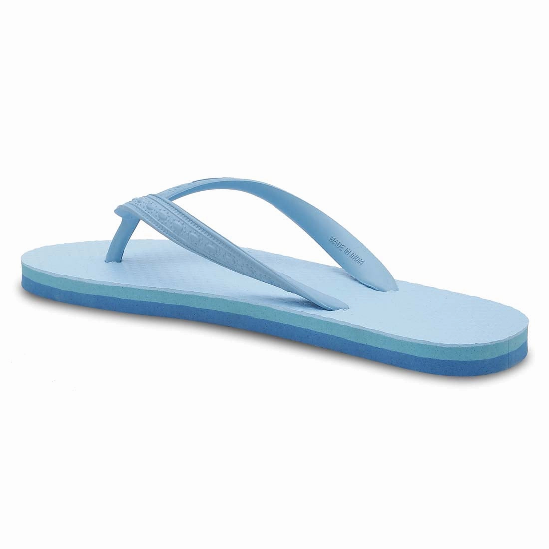 Women's Sky Blue Rubber Based Flip Flops Sheepskin Lined Flip Flops