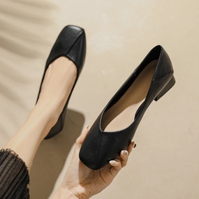 Women Summer Cowhide Leather Pumps Shoes Casual Shoes For Office