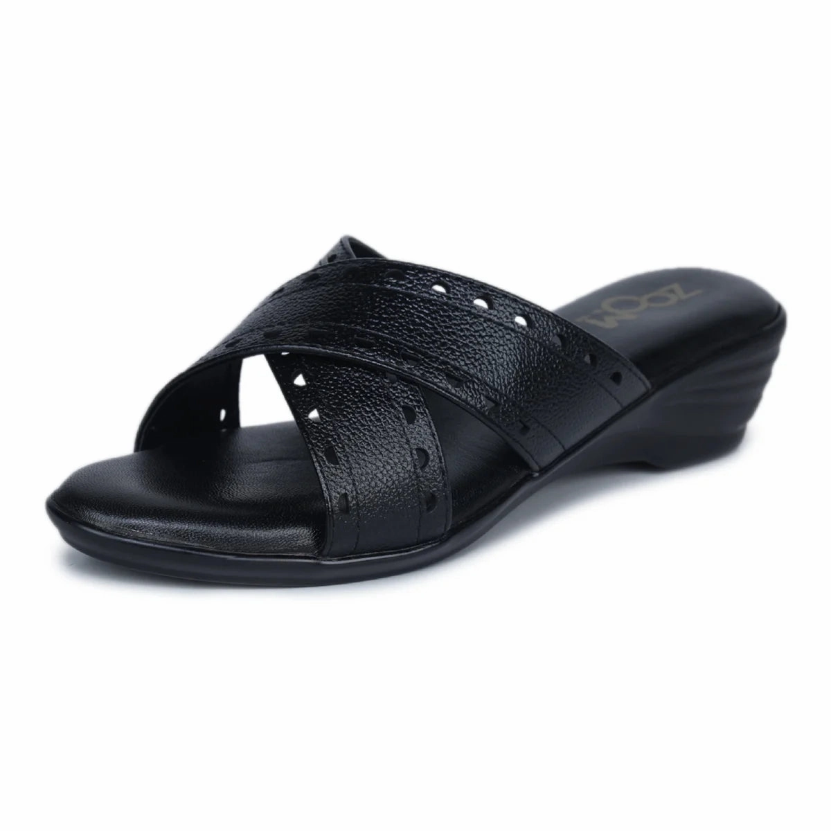 Hydro 5 Slides Womens Leather Slippers 9145  Gradient Texture with laser cut Detailing & Wedge Heel