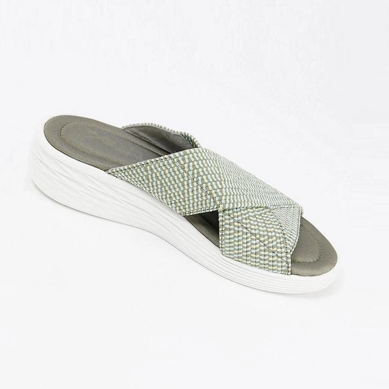 Flat Ankle Strap Shoes Womens Summer Platform Casual Crossover Flat Beach Slippers