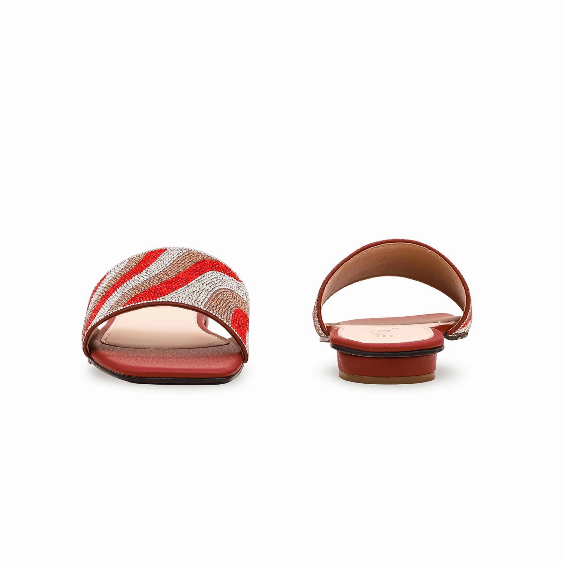 Flat Washable Shoes Maroon Fancy Slipper For Women FN7802