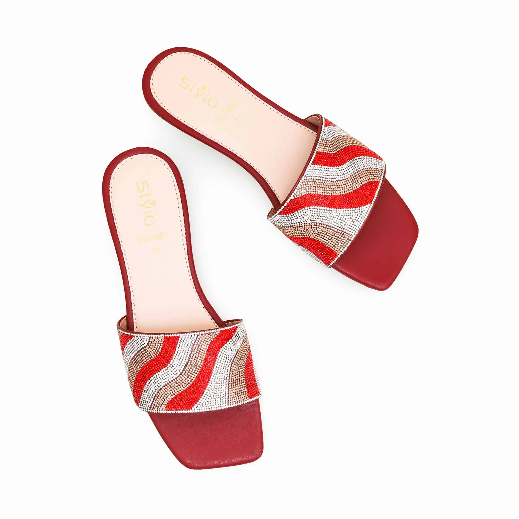 Hill Flat Shoes Maroon Fancy Slipper For Women FN7802