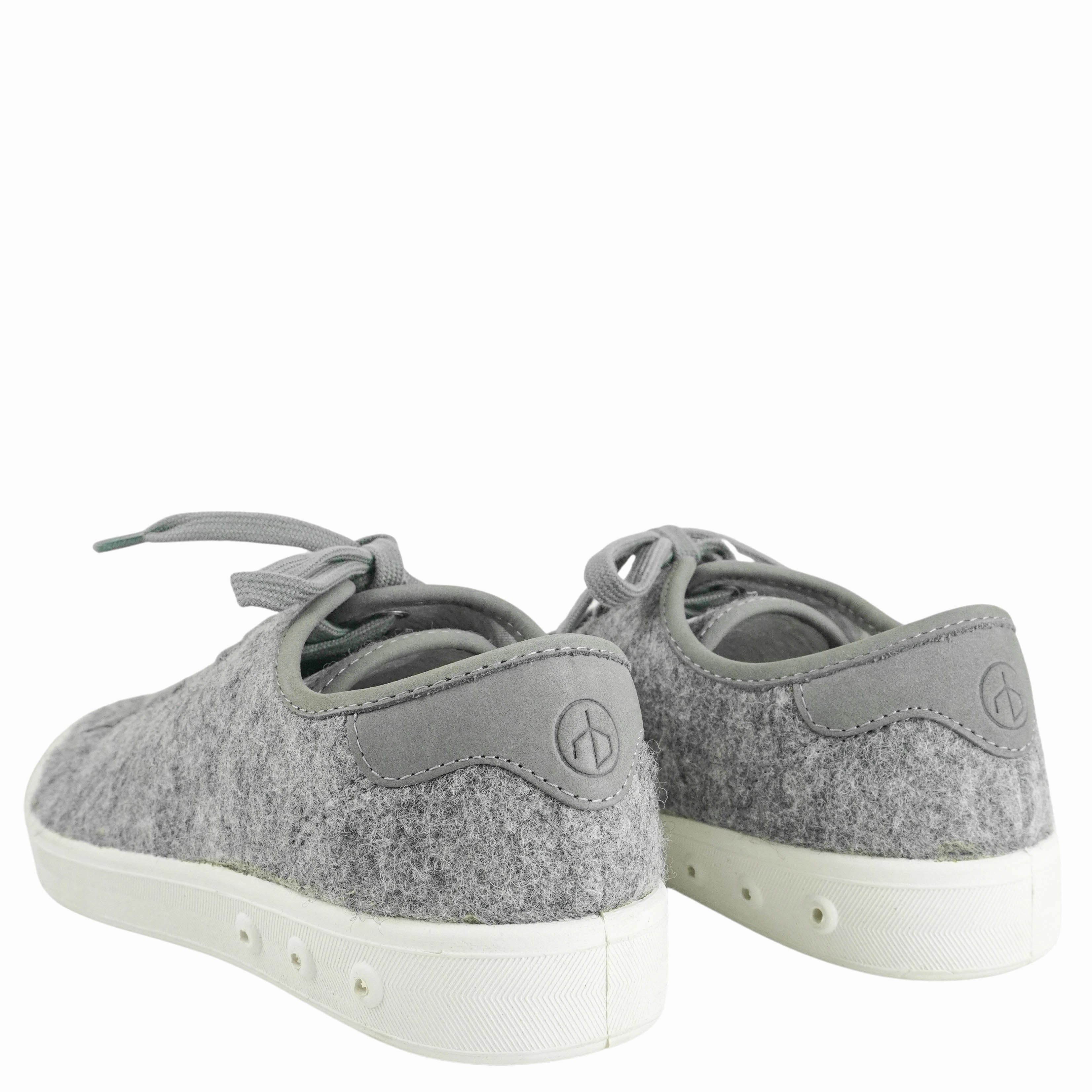 Ladies Leather Flat Shoes Rag & Bone Standard Issue Lace Up Sneakers in Grey Wool