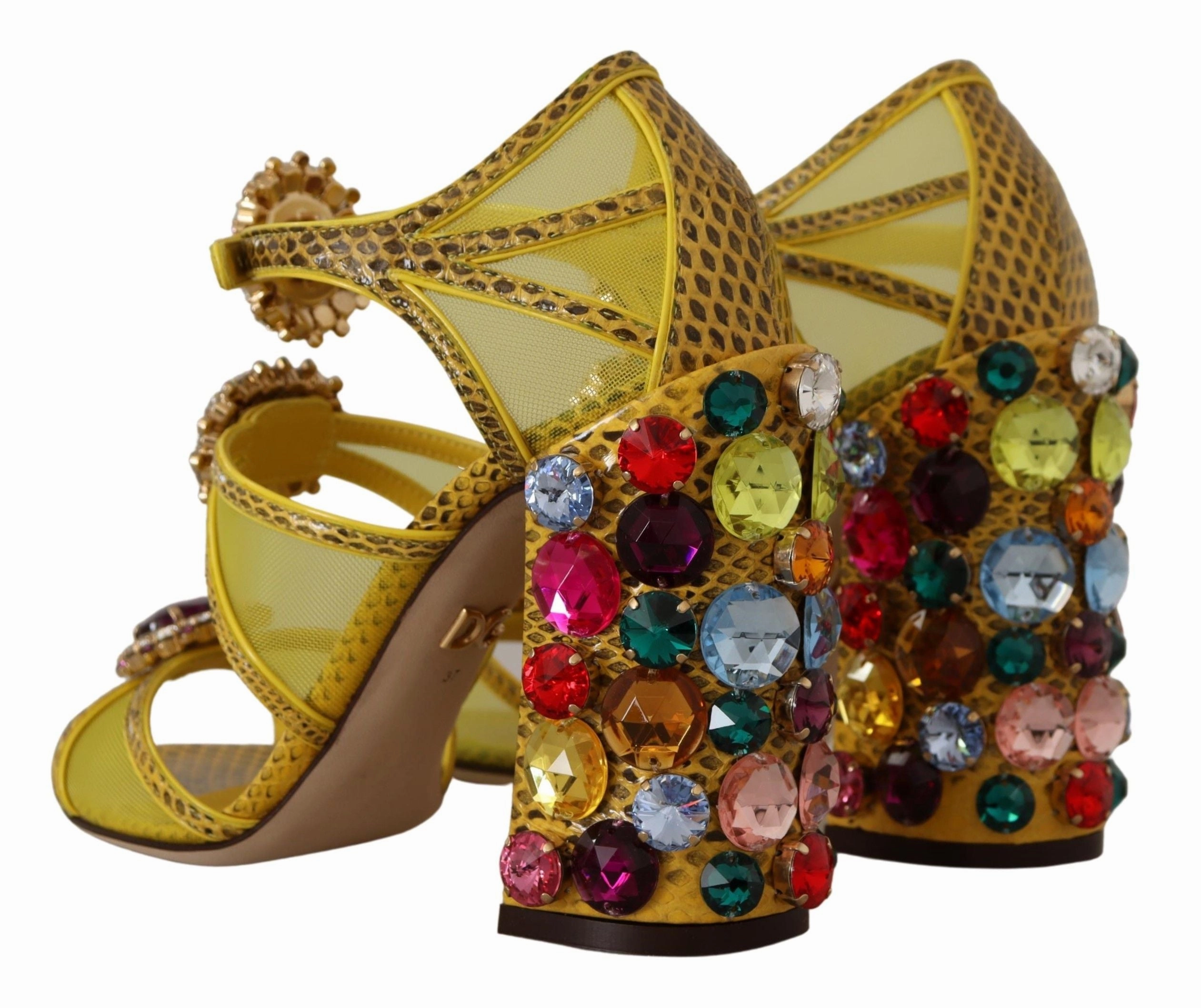 Strapy Sandals Yellow Leather Crystal Ayers Sandals Shoes