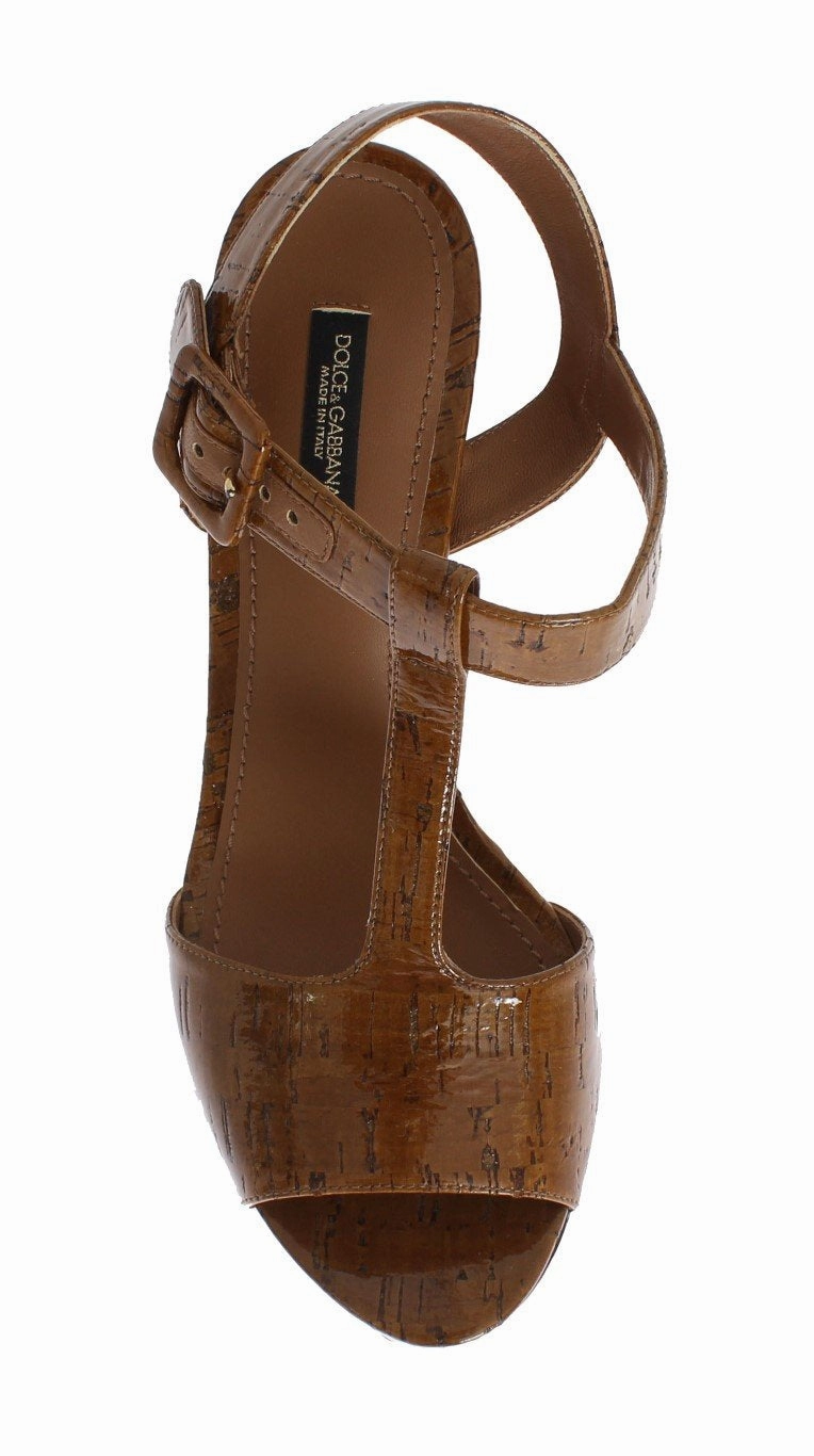 Sandals Caribbean Brown Leather Floral Wedges Platform Shoes