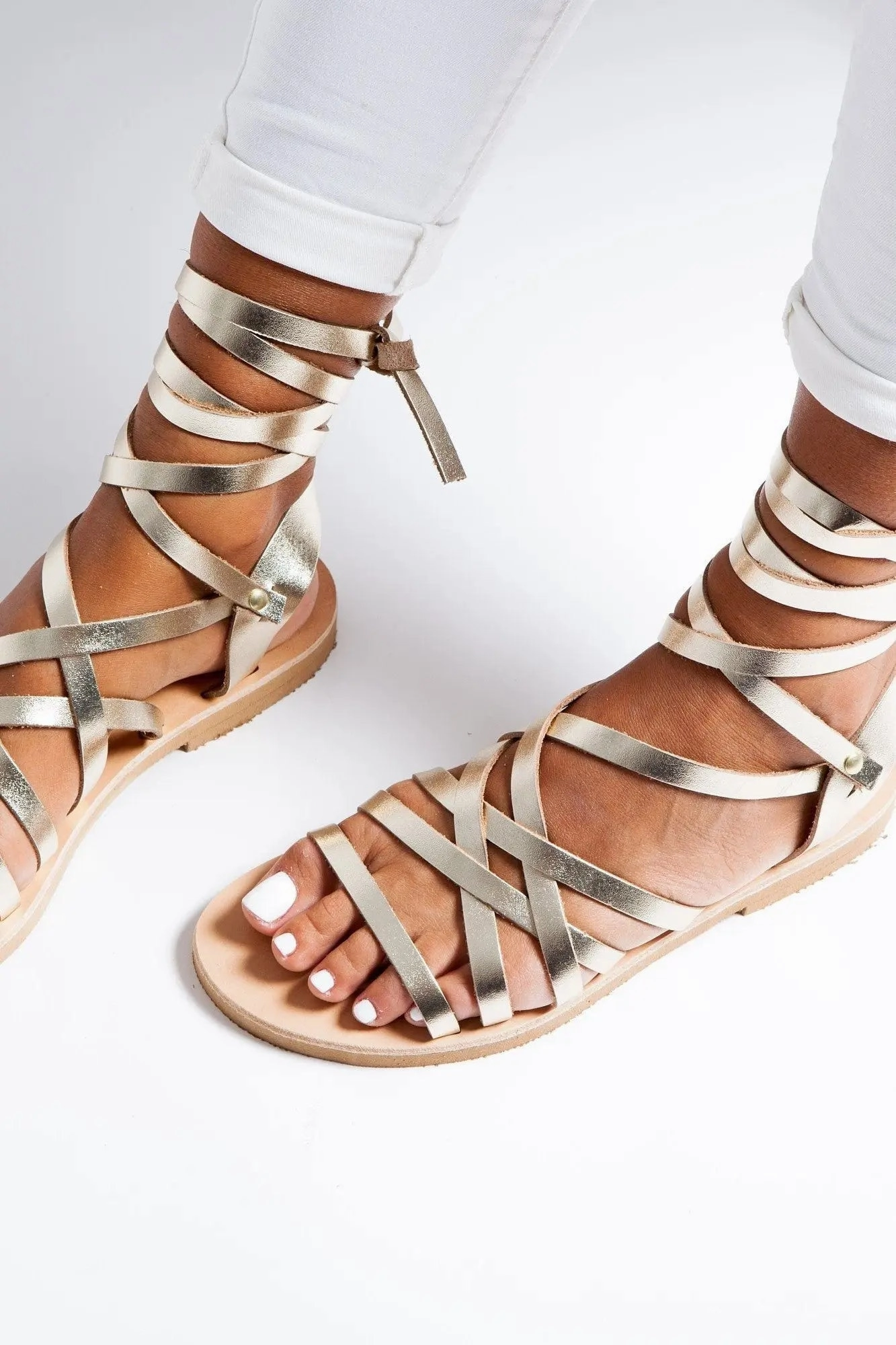Strappy Wedge Heel Sandals YPSI Handmade Greek Sandals