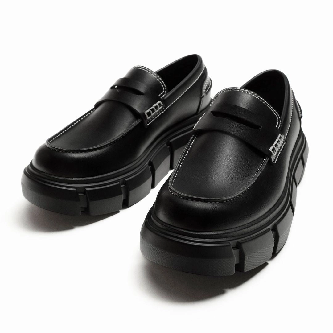 Lemaire Piped Loafers ZARA CHUNKY LOAFERS WITH TOPSTITCHING 2646-520-BLK